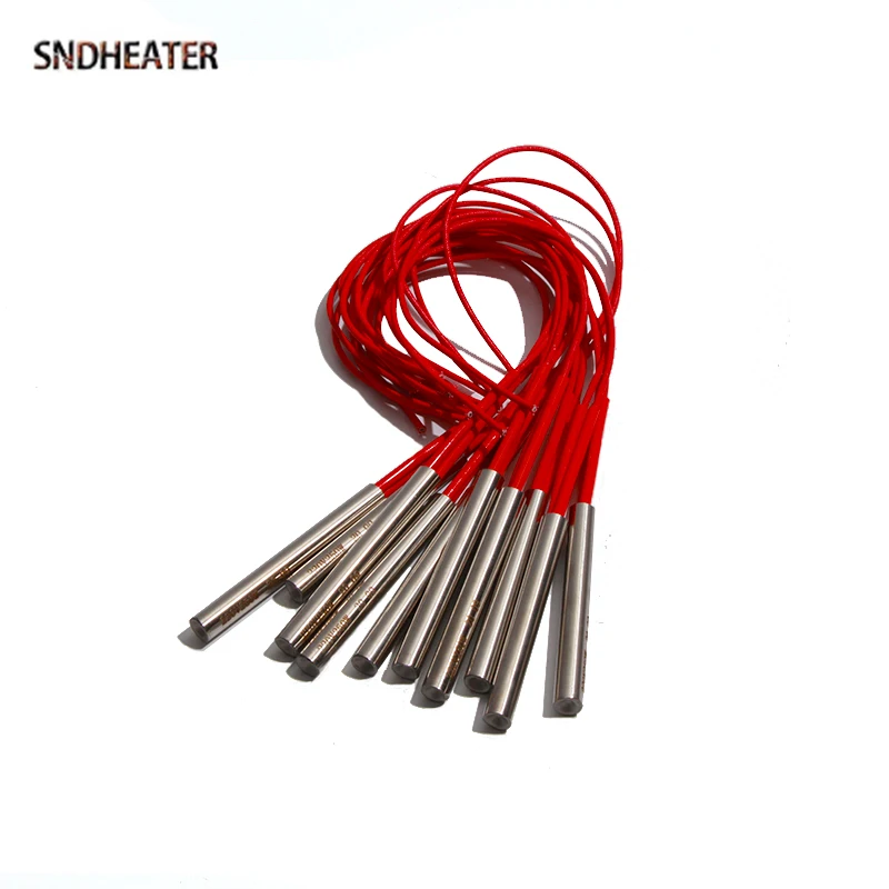 SNDHEATER 110/220/380V Cartridge Heater Rod Block Kit Thermistor Mould Straight Heating Tube 8mm*40/50/60/70mm 201SS 80-150W 5pc