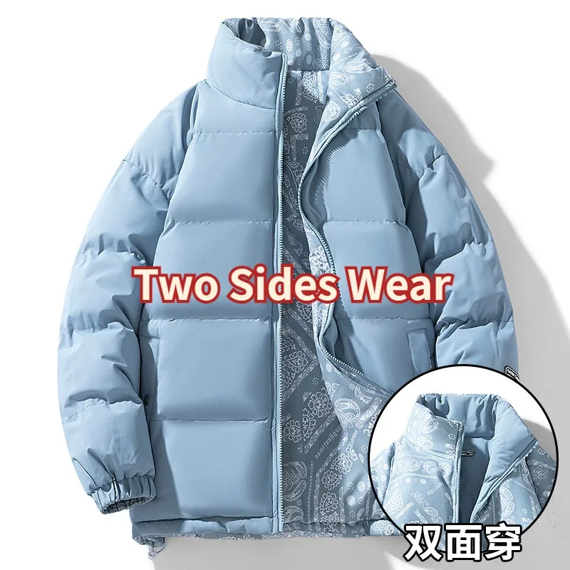 

Two Sides Wear Fashion Men Women Windbreaker Winter Coat Padded Puffer Couple Down Jacket Warm Casual Zip Cotton Outwear Coats