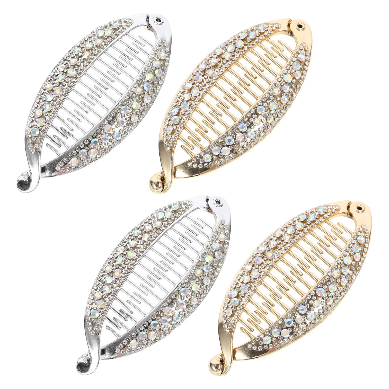 

4Pcs Gold Silver Fish Shape Banana Clip Strong Hold Hair Clips for Women Ponytail Holder Styling Fast Easy Everyday Use