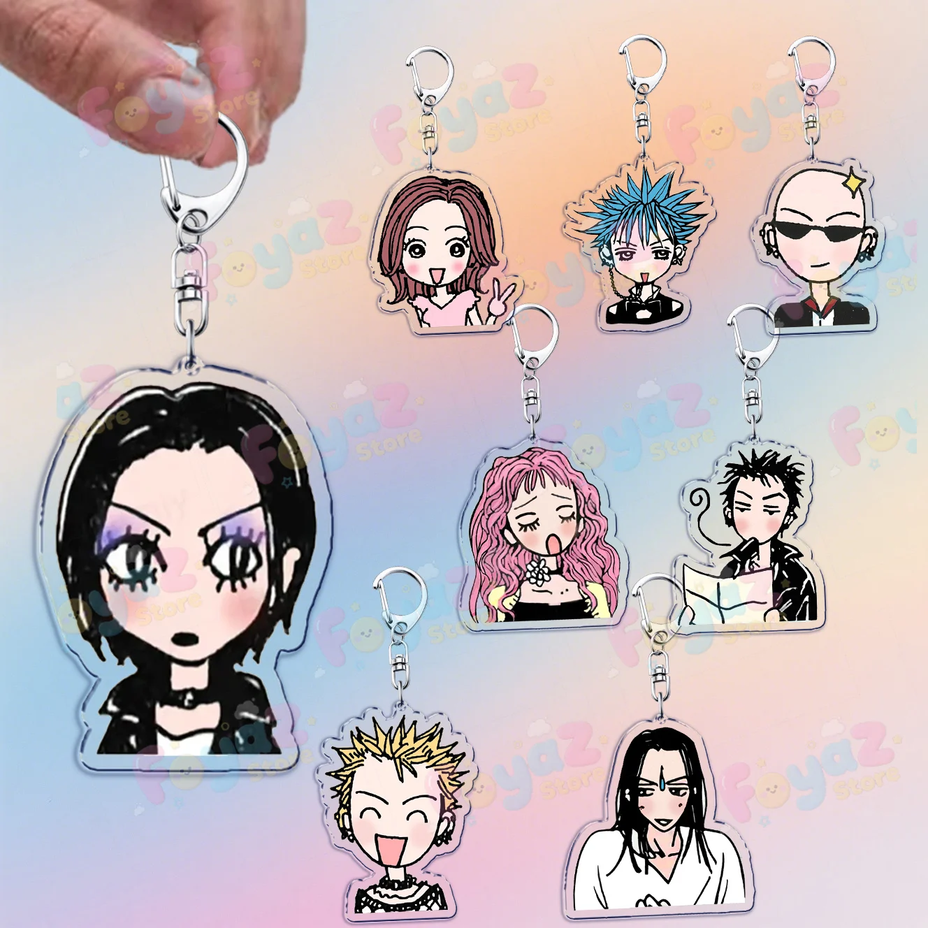Lindo llavero de Anime Nana para bolsa de accesorios NANA Chibi llaveros con dijes para agricultura joyería amigos Oosaki Nan Manga regalos
