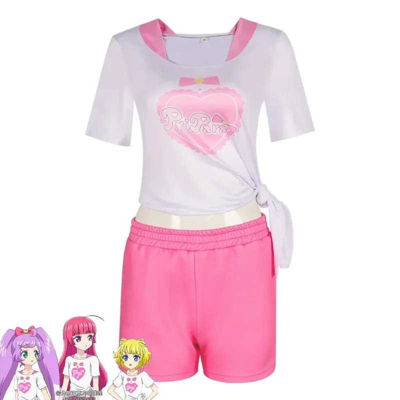 

Anime Pripara Hojo Sophy Manaka Laala Minami Mirei SoLaMi♡SMILE Cosplay Costume T-shirt Shorts Wig Woman Sexy Lovely Daily Suit