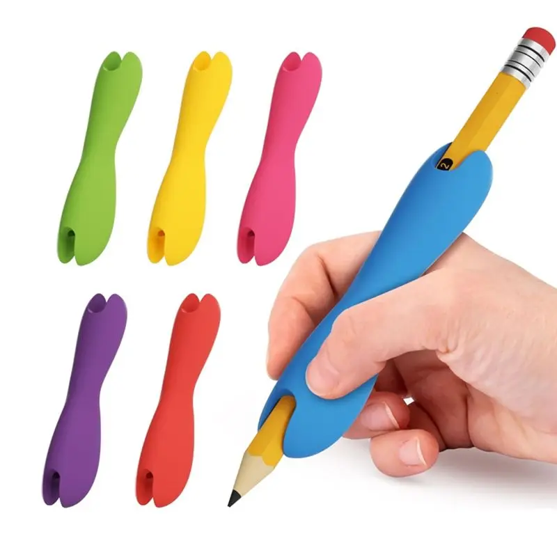 A78I 6pcs Pencil Grips for Kids and Adults Silicone Holders for Handwriting,Drawing,and Coloring,Ergonomic Dual-Head Design