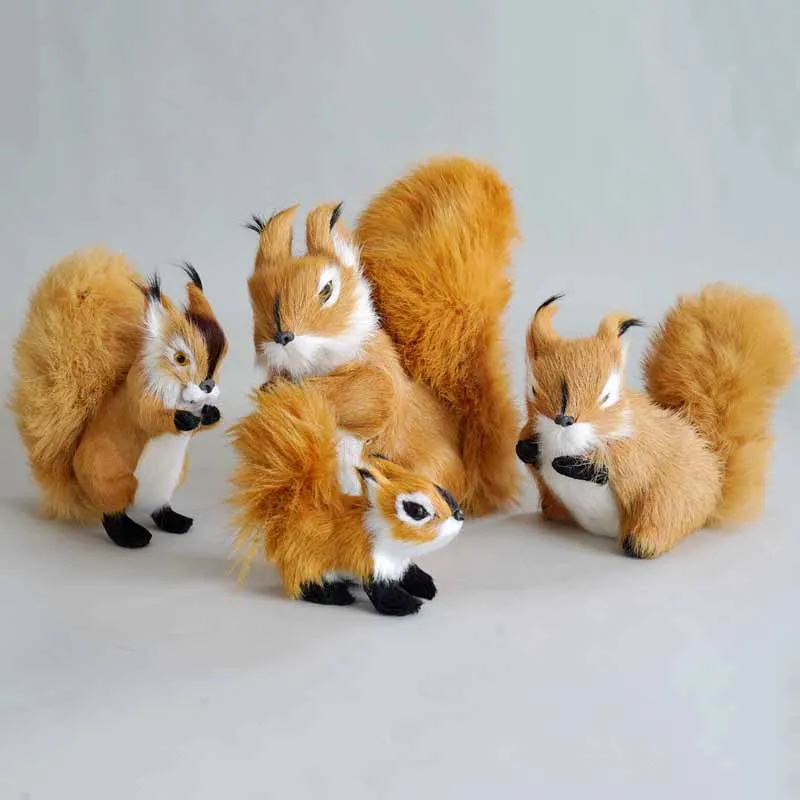 Simulation Little Squirrel Plush Toy Model Children Cognitive Animal Toys Cute Forest Animals Squirrel Desktop Small Ornaments