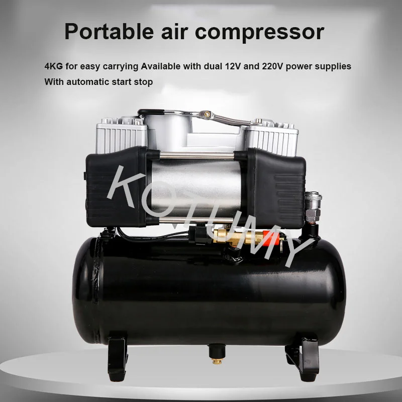 Small Air Compressor Portable Oil-Free Silent Air Pump Mini Car Tire Inflator Pump Air Reservoir With Automatic Start Stop