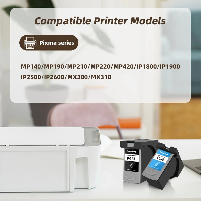 PG-37 CL-38 Ink Cartridges for Canon PG 37 CL 38 PG37 CL38 PIXMA MP140 MP190 MP210 MP220 MP420 IP1800 IP2600 MX300 MX310 Printer