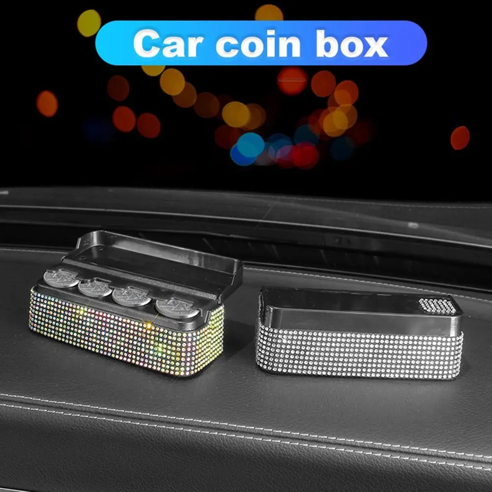 

Diamond Crystal Car Coin Storage Box Home Dual Purpose Change Box Creative Organizer Coins Purse Euro Dispenser Holder Case
