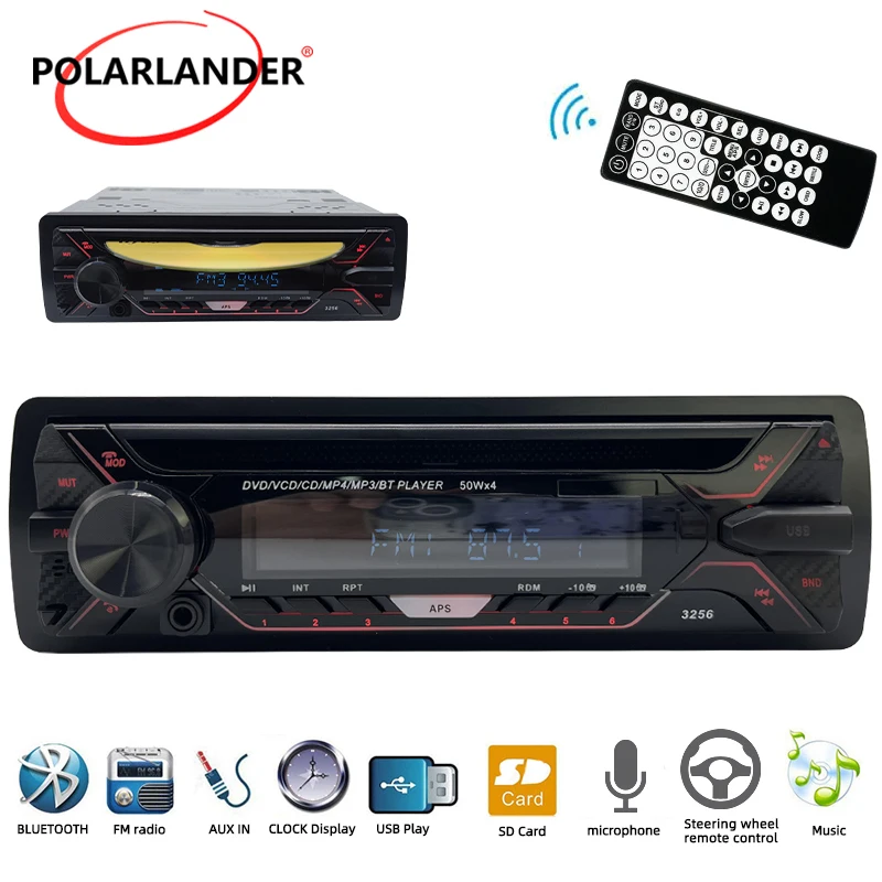 Removable Panel 1DIN Car DVD Radio Receiver Support CD VCD AVI DIVX USB TF AUX EQ Audio Output