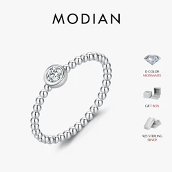 MODIAN 925 Sterling Silver Fashion Beaded Band Moissanite Rings For Women Lad Created Diamond Daily Accessories Fine Jewelry