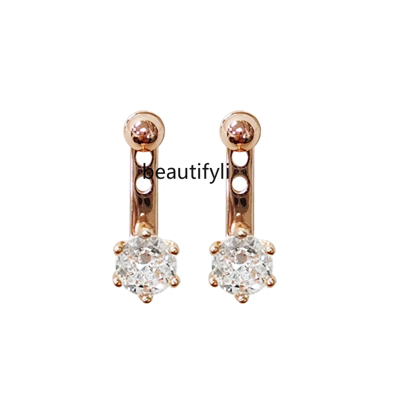 

Single diamond sterling silver earrings women's niche design high sense 2025 trendy spring and summer earrings