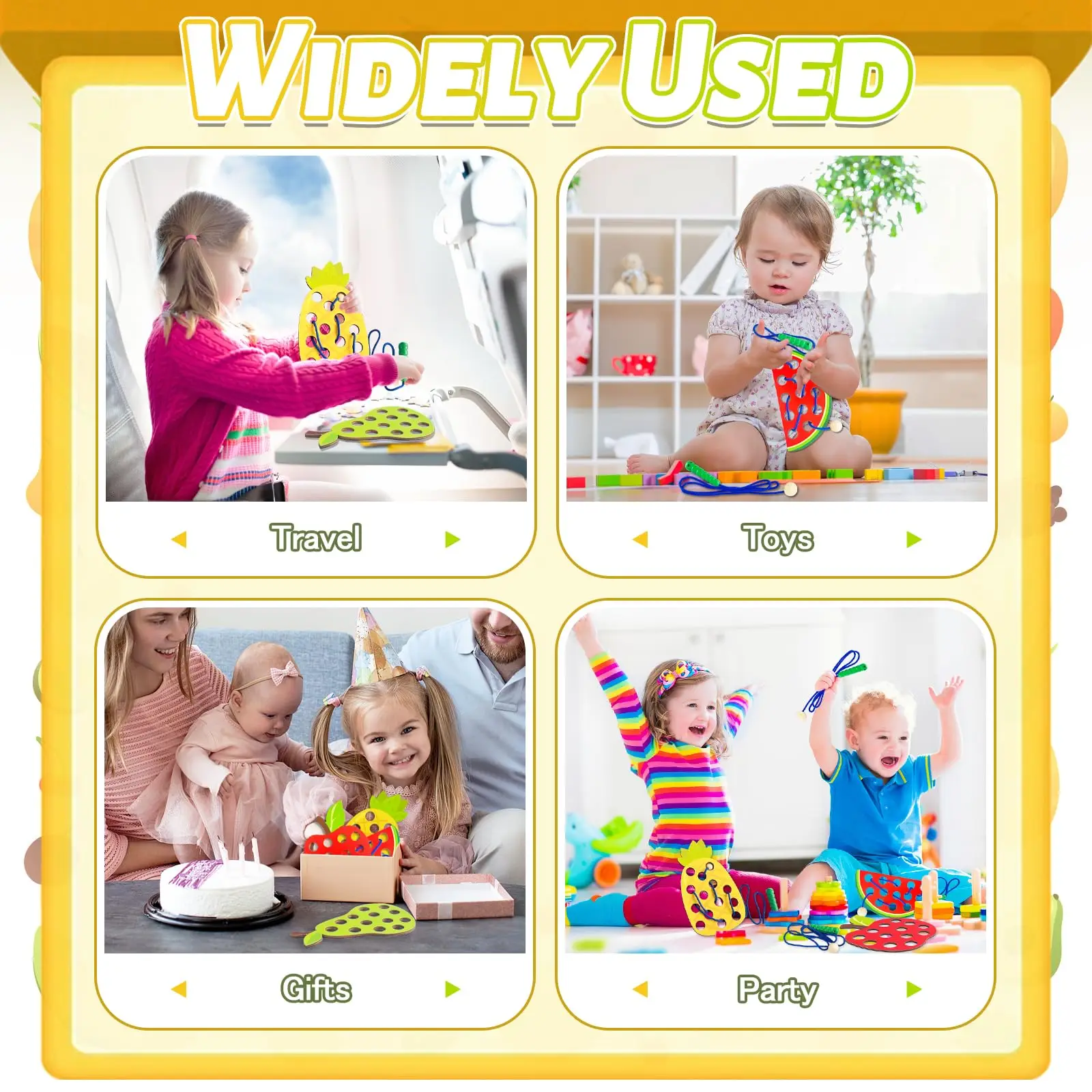 Montessori Wooden Fruit Threading Toy for Children Educational Brain Teaser Toy view 5