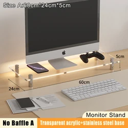 Acrylic Heightening Stand Transparent Thickened High Transmittance Acrylic Computer Monitor Desktop Stand Office Storage 40/60cm