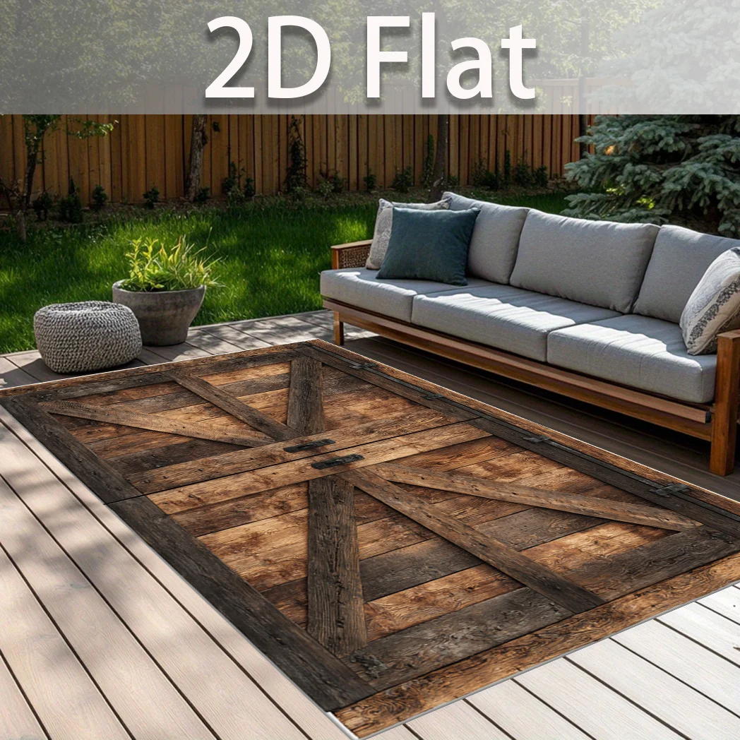 Rustic Wood Door Carpet Living Room Large Rug Vintage Barn Plank Bedroom Decor Modern Area Rugs Sofa Floor Mat Home New