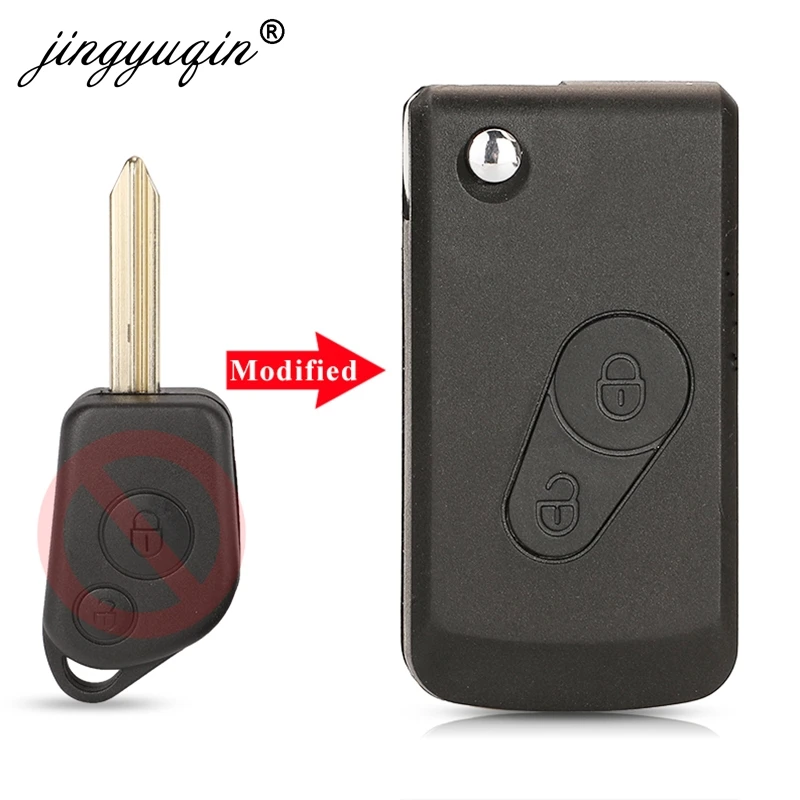 jingyuqin Modified Flip 2 Button Remote Key Fob Shell For Citroen Elysee Picasso Saxo Xsara Berlingo Key Case Replacement