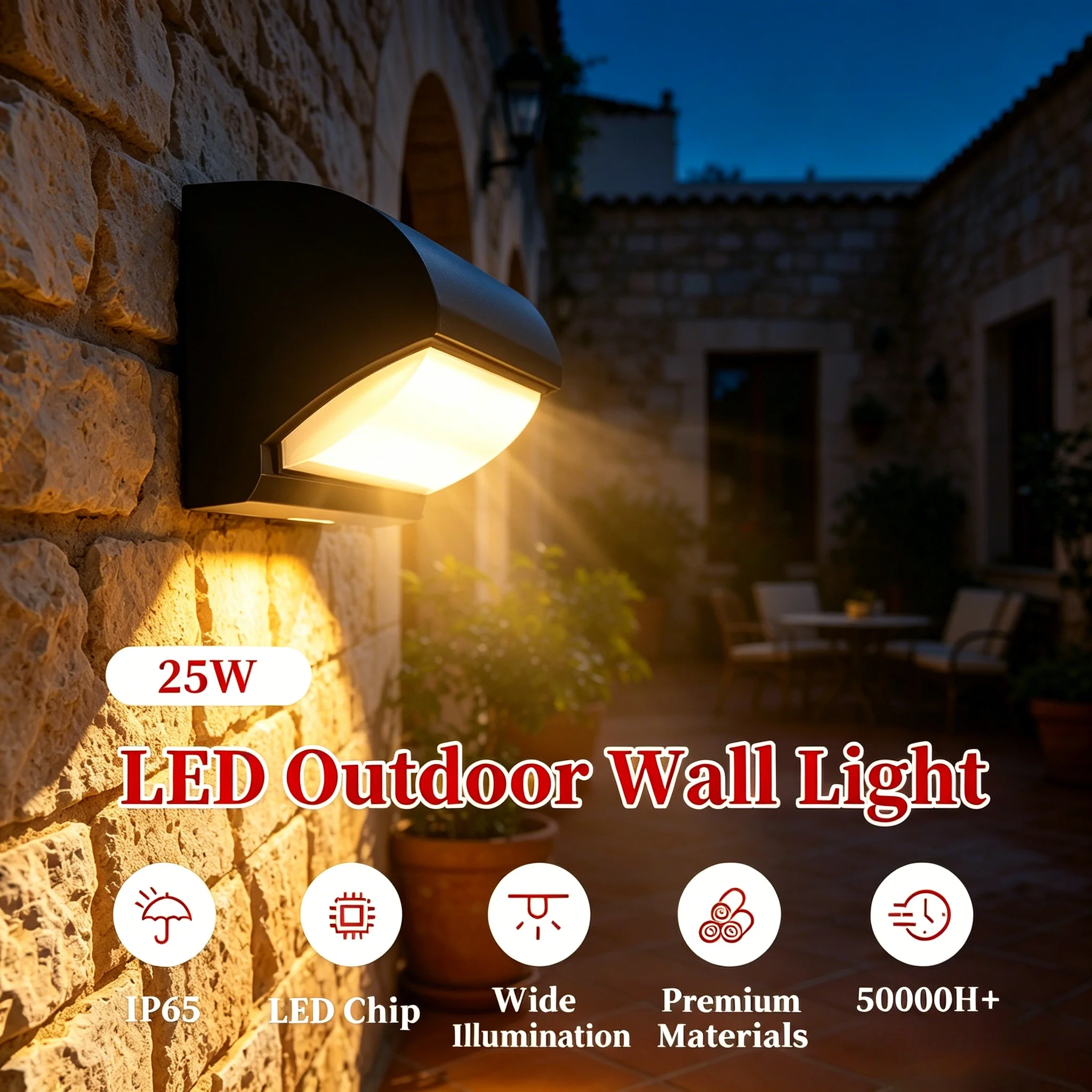 LED Outdoor Wall Light IP65 Waterproof Porch Light 25W Energy Saving Light Indoor For Garden Corridor Balcony Decor Wall Light
