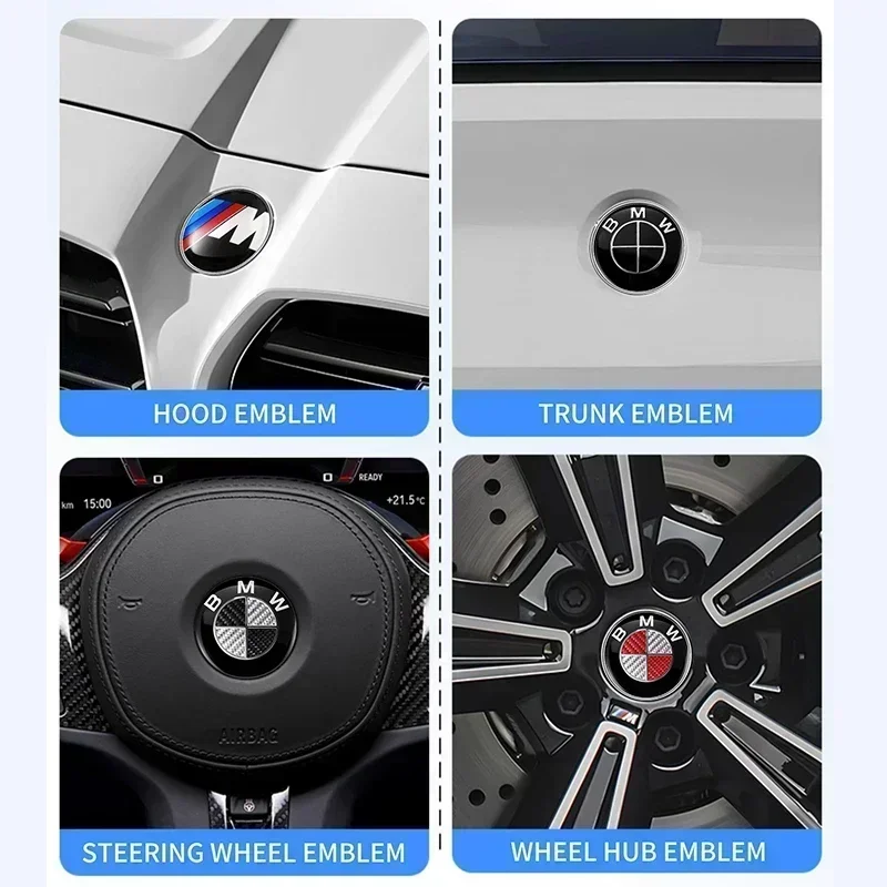 7pcs 82mm 74mm 45mm Car Front Bonnet Hood Rear Tail Trunk Emblem Badge Logo For Bmw E46 E39 E38 E90 E60 Z3 Z4 X3 X5 X6 F10 E93