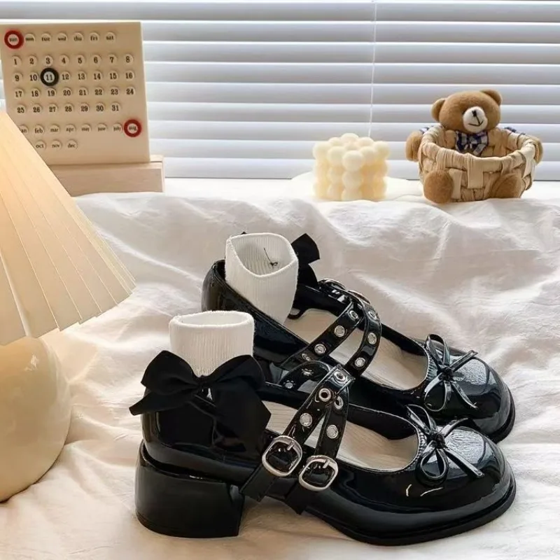 

Shoes Lolita Shoes Women Heels Platform Mary Janes Star Buckle Strap Mary Janes Women Cross-tied Girls Rivet Casual Kawaii Shoes