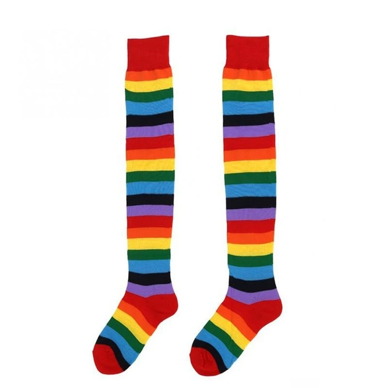 

Over the knee colorful stockings Halloween striped socks rainbow high-top stockings women socks long socks over the knee socks