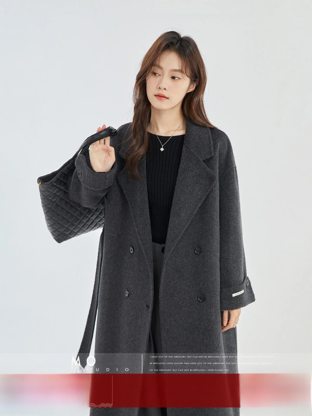 

MoZao Double-breasted Woolen Coat Women's Loose Double-sided Camere Coat Autumn Winter New Sle Vintage Sle Long Sve