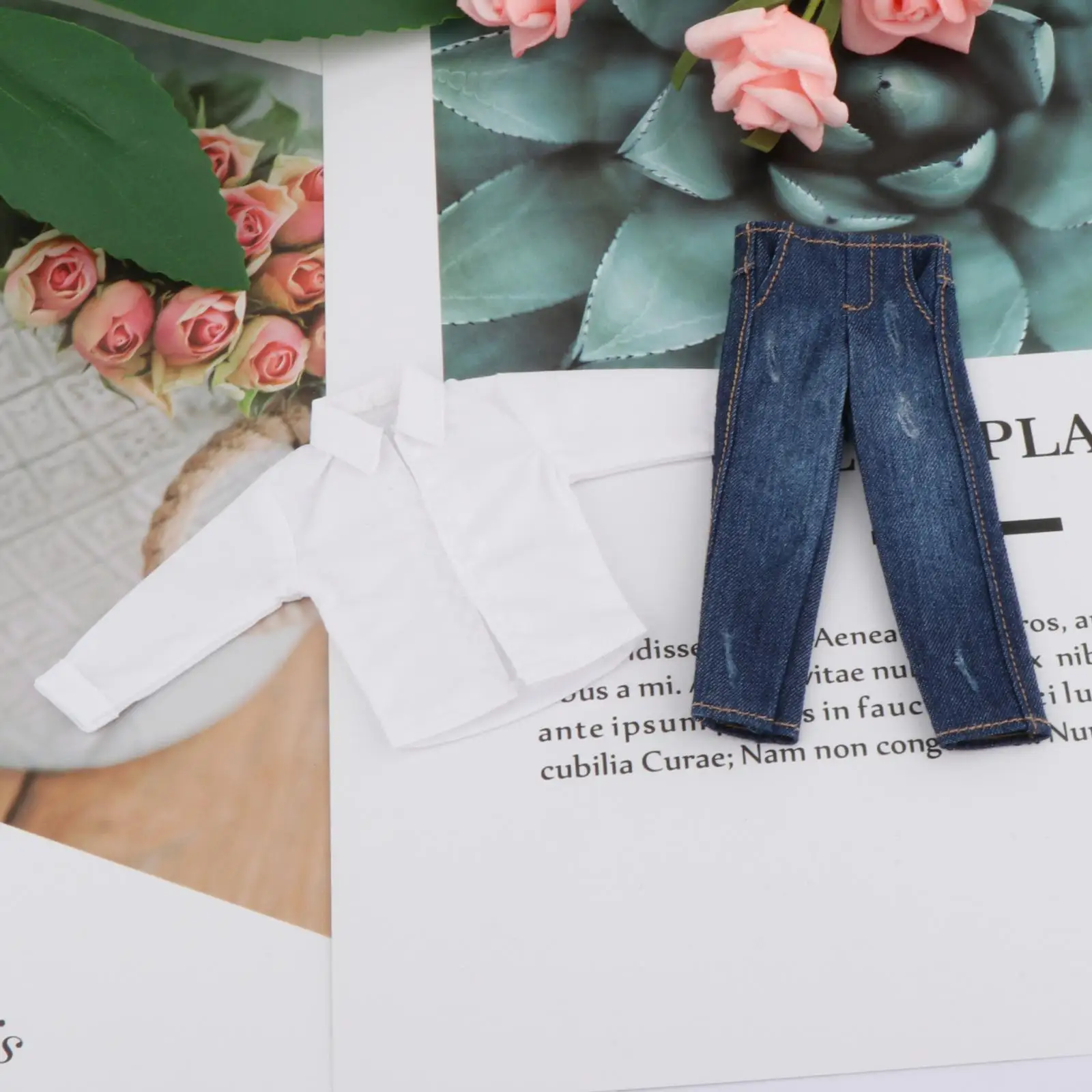 1/12 Scale Miniature Jeans Suit,Costume Fashion Casual Mini Jeans and