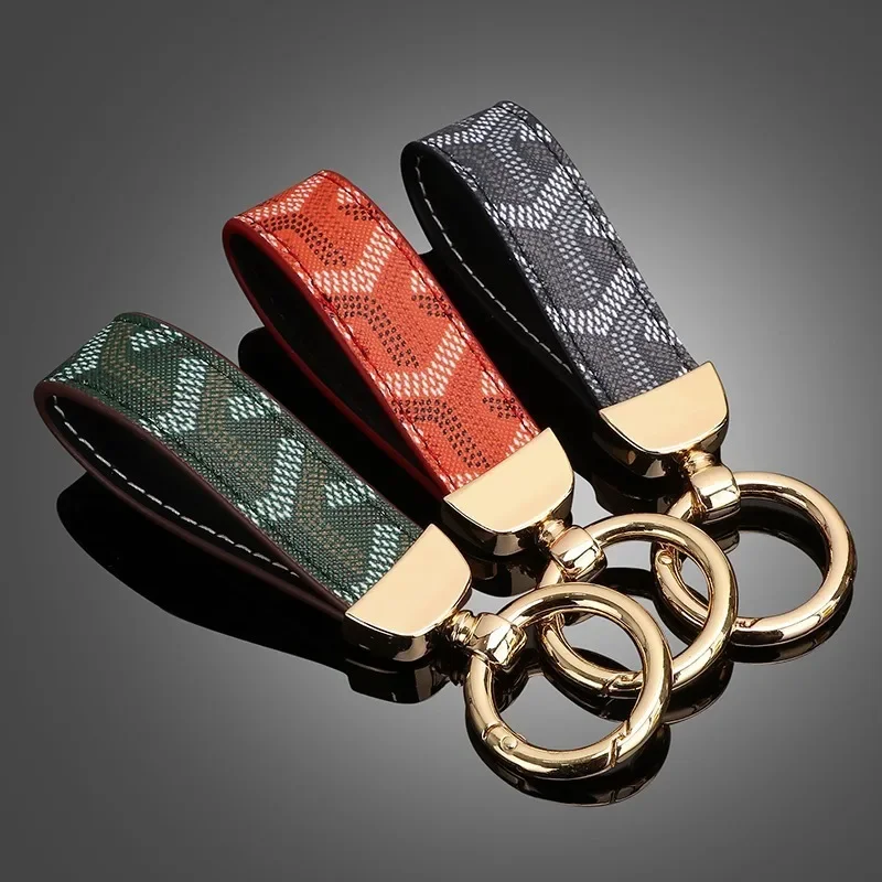 Designer New Leather Luxury Keychain Fashion Cowhide Stainless Steel Car Keychain Accessories