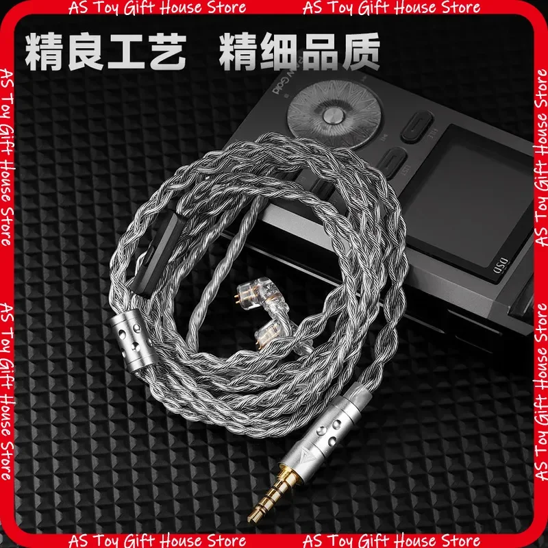 QKZ T7 Kopfhörer-Upgrade-Kabel 336-adrig, versilbert, vierfach verseilt, 2-Pin 3,5 mm Stecker, HiFi HD Mikrofon für Audiophile