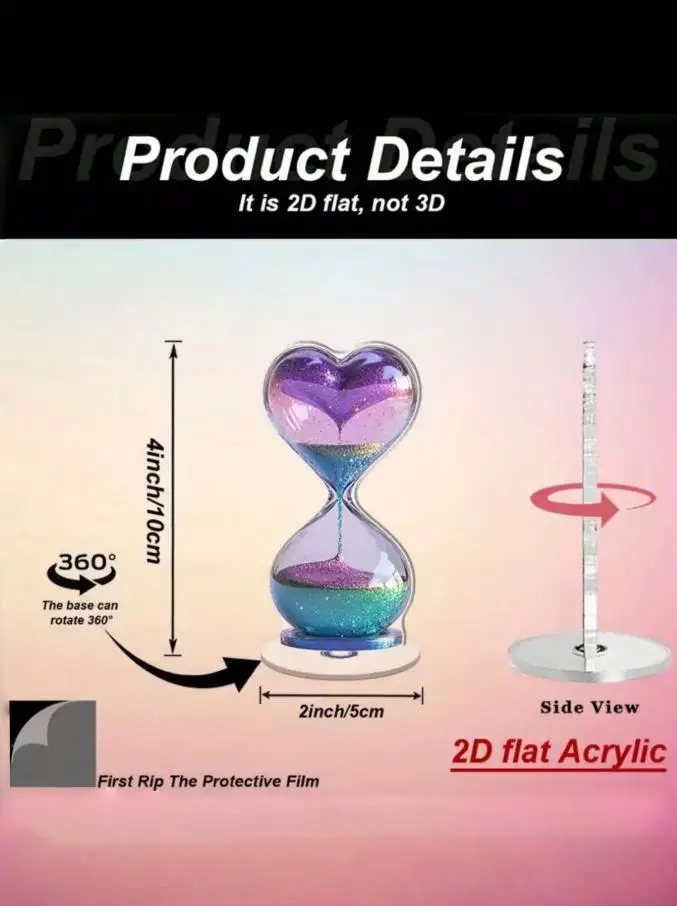 1Pc Acrylic Heart-Shaped Funnel Decor 2D Flat Rotating Modern 3D Asymmetrical Desktop Accent Ornament for Home Decor image 2