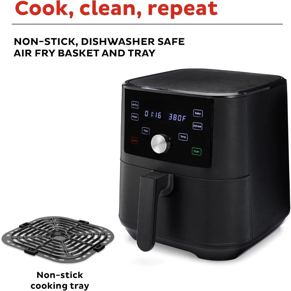 Haoyunma 6qt Xl Air Friteuse, 4-In-1 Functies Die Chips, Braadt, Opwarmt, Bakt Voor Snelle Eenvoudige Maaltijden, 100 + In-App