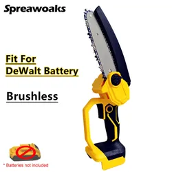 Brushless elétrica motosserra, Cordless Chain Saw, Woodgrain Poda, Jardim Ferramentas Elétricas, Fit para Dewalt, 18V, Bateria 20V, 6