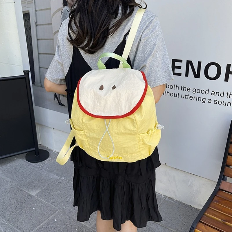 Dopamine Print Drawstring Backpack,Cute Fruit Flap ,Rucksack with Adjustable Shoulder Straps,Casual Daypack for Daily School