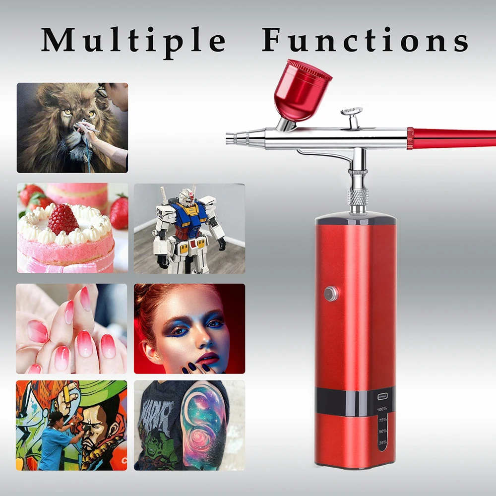 

Portable Rechargeable Mini Air Brush Spray Gun Nail Cordless Auto Airbrush Compressor Body Art Wall Painting Tools Airbrush