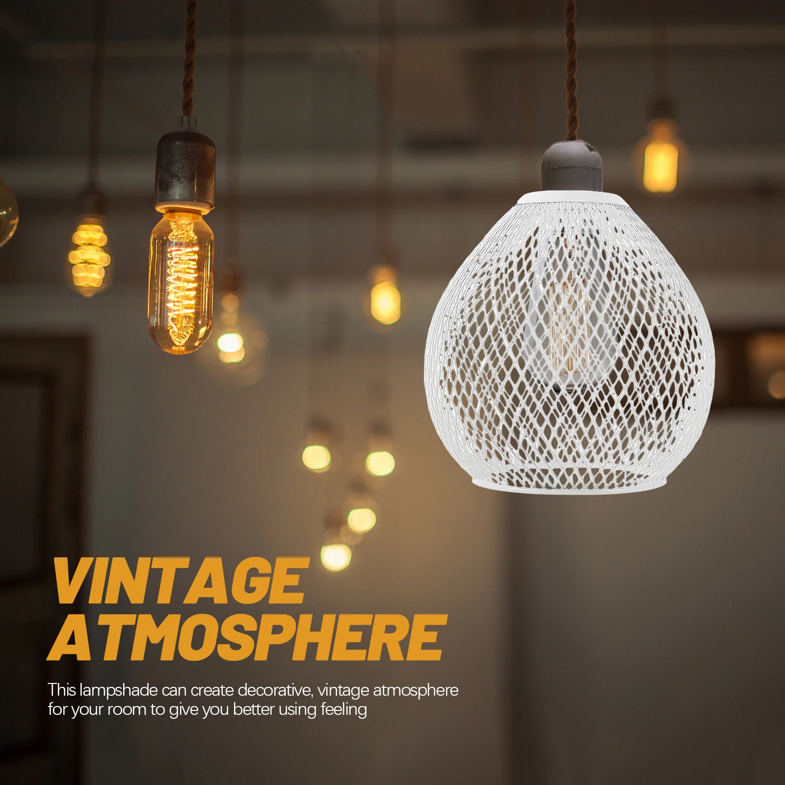 

Water Drop Shaped Lampshade Metal Iron Wire Vintage Pendant Light Cover Decorative Mesh Shade For Home Hotel Restaurant