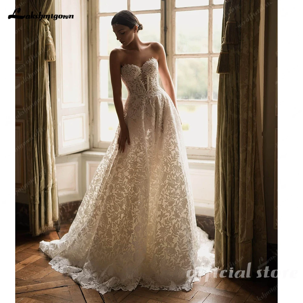 Lakshmigown Vollspitze A-Linie Lange Hochzeitskleider 2027 Neues Sweetheart-Hochzeitskleid für die Braut Ballkleid Maßanfertigung – Detail 7