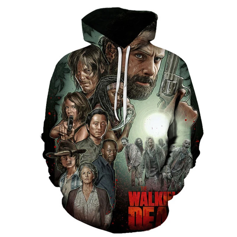 The Walking Dead Horror 3D Print Hoodies الرجال النساء أزياء المتضخم هالوين البلوفرات قمصان سويت شيرت بقلنسوة ملابس الشارع الشهير #1
