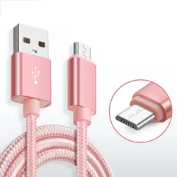 마이크로 USB 케이블 고속 충전 금속 편조 데이터 동기화 와이어, 샤오미 레드미 7 7A 화웨이 P 스마트 플러스 Y9 2019 Y8S Y6P 용, 5V 2.4A