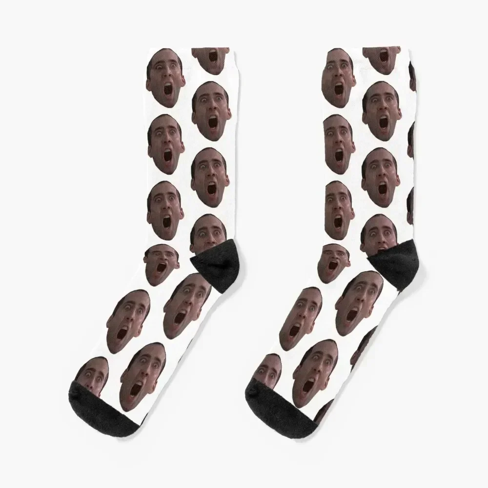 

Nick Cage Socks aesthetic Thermal man winter hockey retro Socks For Girls Men's