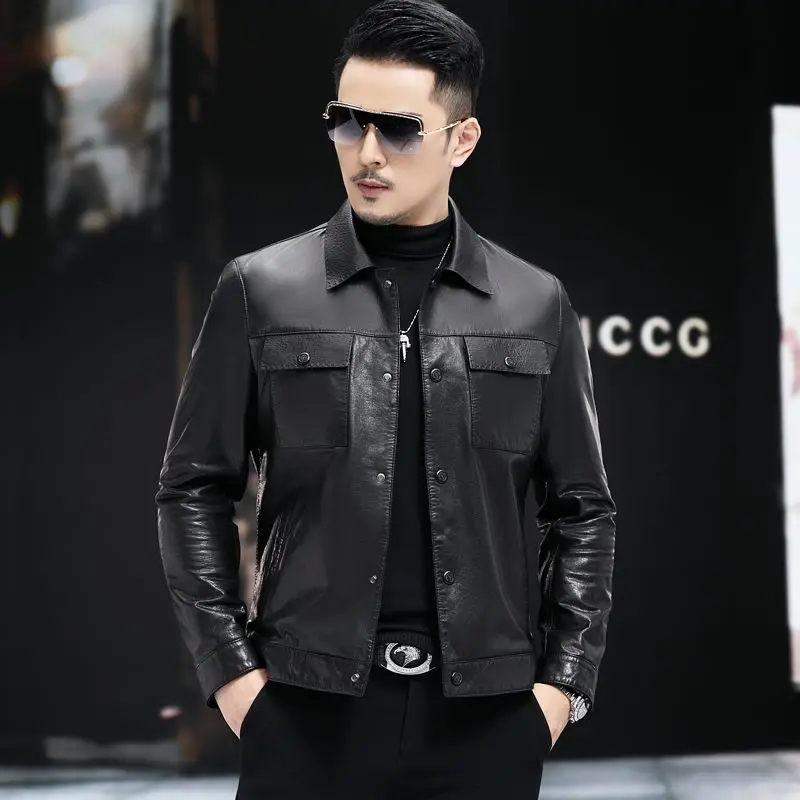 

Winter PU Leather Jackets Men Solid Multiple Pockets Hood Motorcycle Jacket Casual Slim Waterproof Windbreaker Biker Coat H38