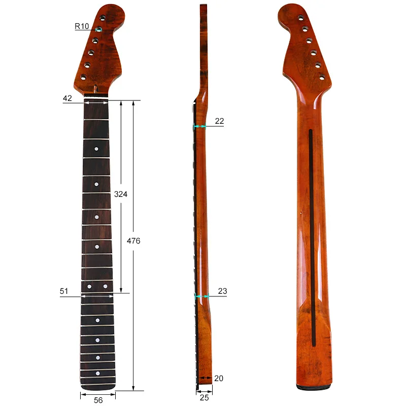

DIY neck assembly accessories for electric guitar with 6 strings and 22 frets, polished rosewood and bright maple