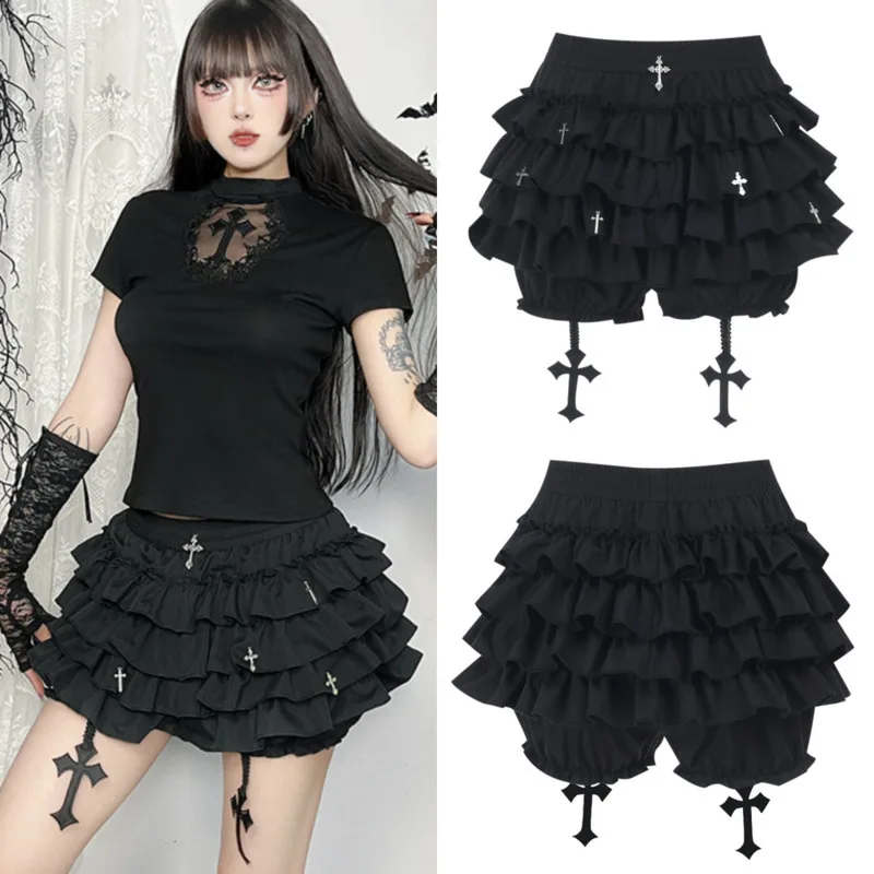 

Cake Skirt Y2K Spring Summer 2025 Japan Kawaii Sweet Hip Hugging Short Dresses Street Girl Sexy Cross Pendant Skirt Pants New