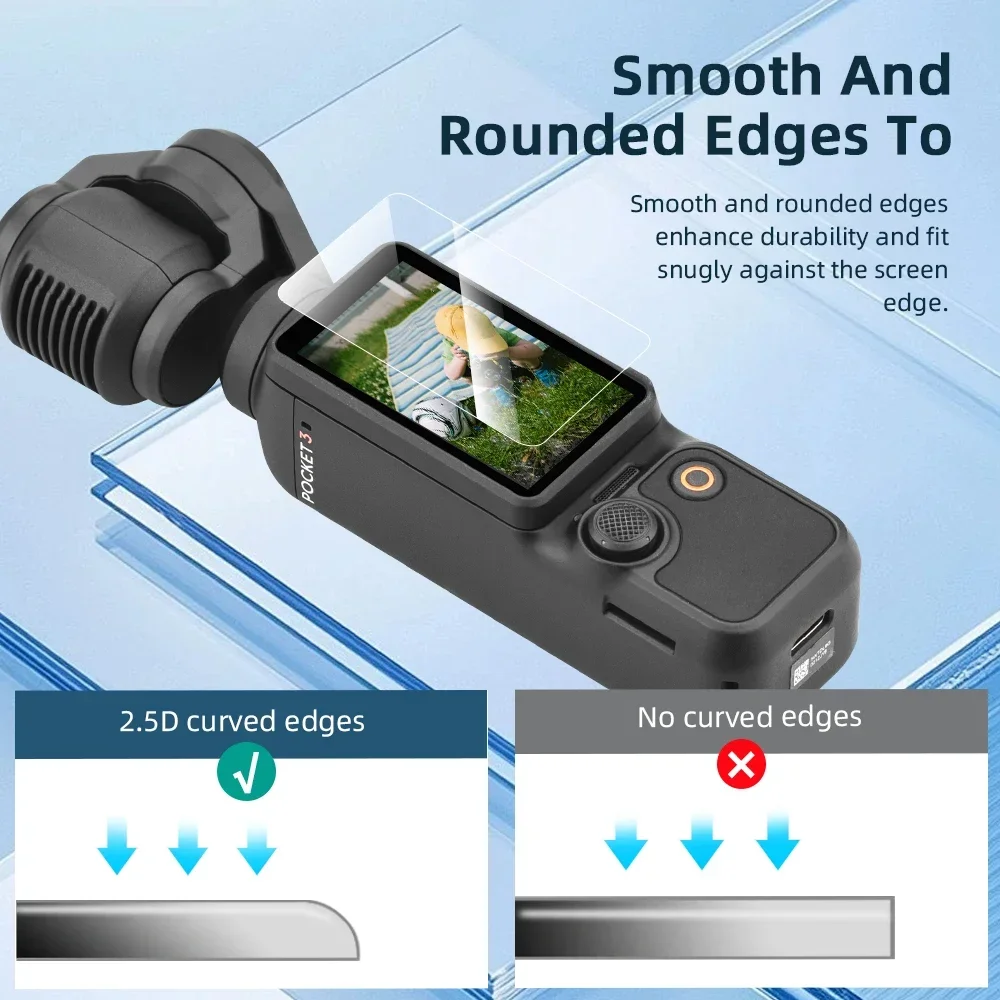 Tempered Film With Auxiliary Tools For DJI Pocket 3 4 Camera HD Screen Protector Anti-scratch Film Easy-to-install Accessories