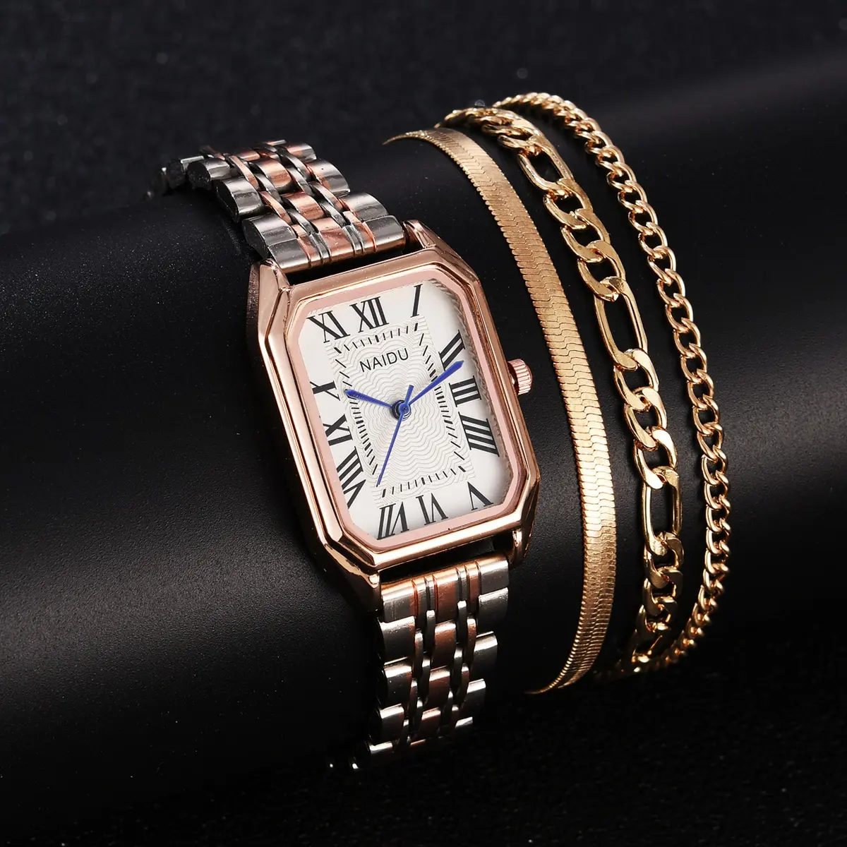 

Роскошные кварцевые женские стальные наручные часы с прямоугольным циферблатом