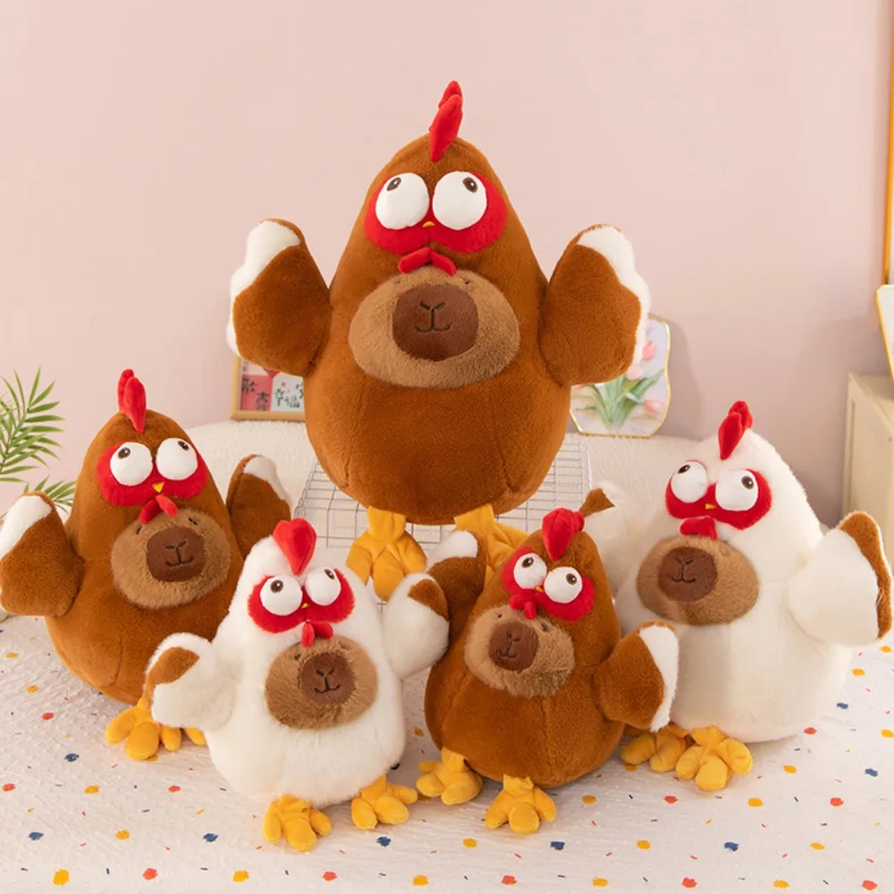 Kawaii Gallina Pollo Capibara Peluche Morbido e Soffice Pollo Capibara Bambola di Cotone Animale Capibara Marrone Bambola di Pezza Compleanno