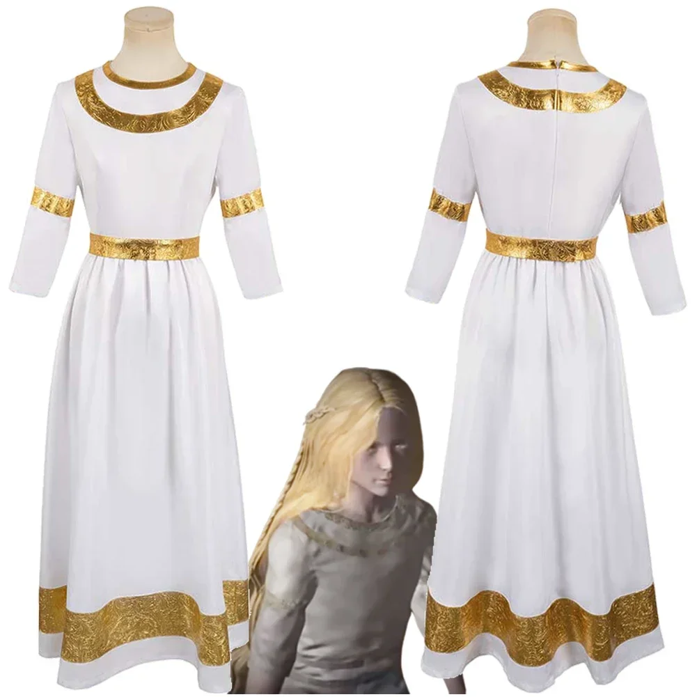 

Miquella Cosplay Women White Dress Anime Game Elden Cosplay Ring Costume Disguise Roleplay Fantasia Outfits Cloth for Adult