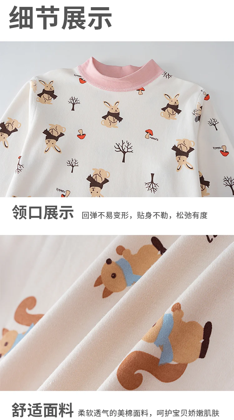 2026 Jungen Mädchen Herbst Reine Baumwolle Schlafanzug Kinder Cartoon-Print Langarm T-Shirt Oberteil + Hose Pyjama Baby Unterwäsche Kleidung – Detail 10