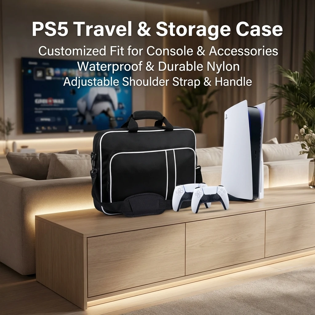 For PS5 Travel Case Protective Bag for PS5 Console Disc/Digital Edition with Controllers Game Cards Headset Organizer