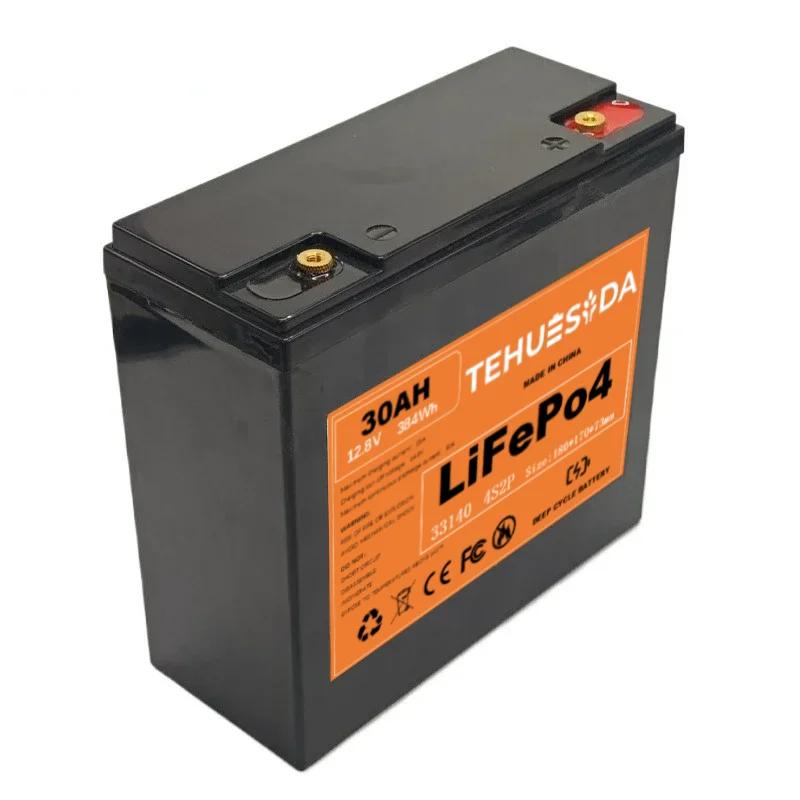 12.8V 30Ah LiFePO4 Battery 4S2P 33140 Cells for Solar/RV  5000+ Cycles Built-in BMS