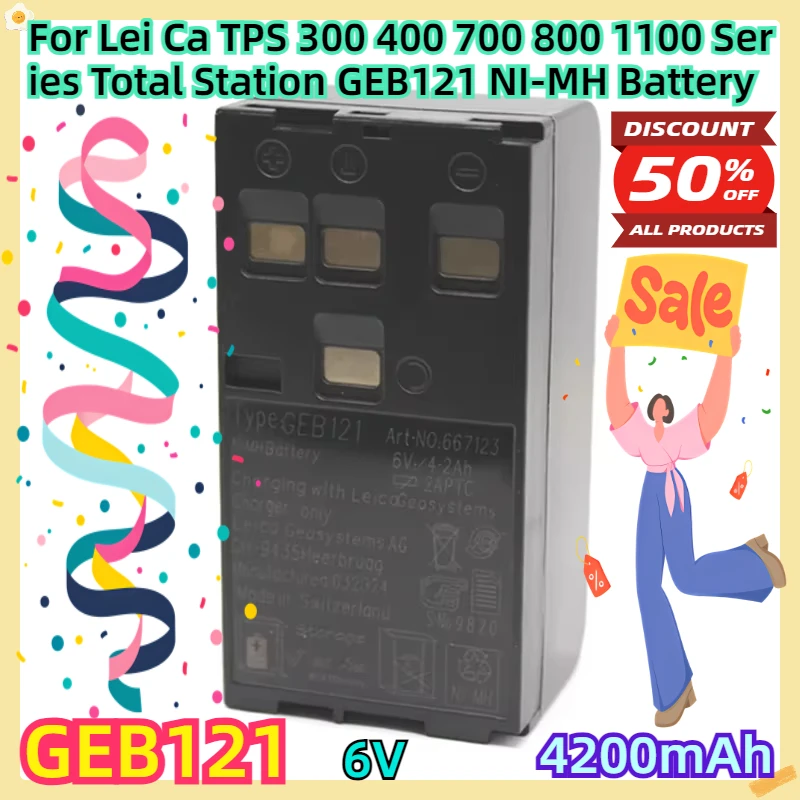

For Lei Ca TPS 300 400 700 800 1100 Series Total Station 6V 4200mAh GEB121 NI-MH Battery