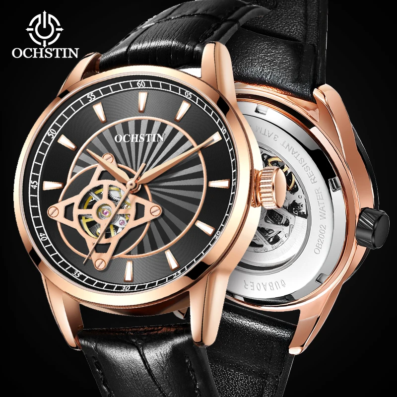 

2023 New Mechanical Watch For Fully Automatic Mechanical Men's Watch Luminous Hollow Out Genuine Leather Strap