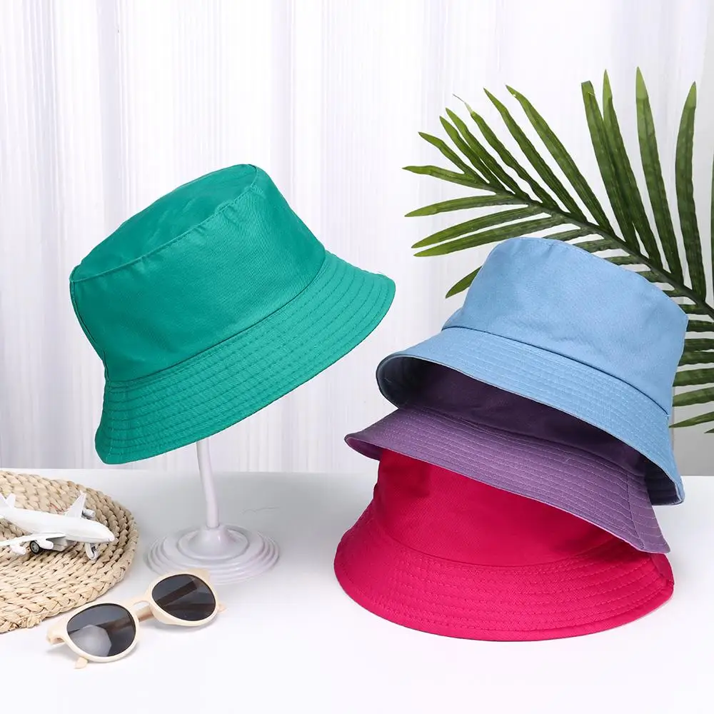 2024 new Soft Cotton Solid Color Sun Hats Foldable Bucket Hat Street Headwear Fisherman Outdoor Cap Men and Woman Caps