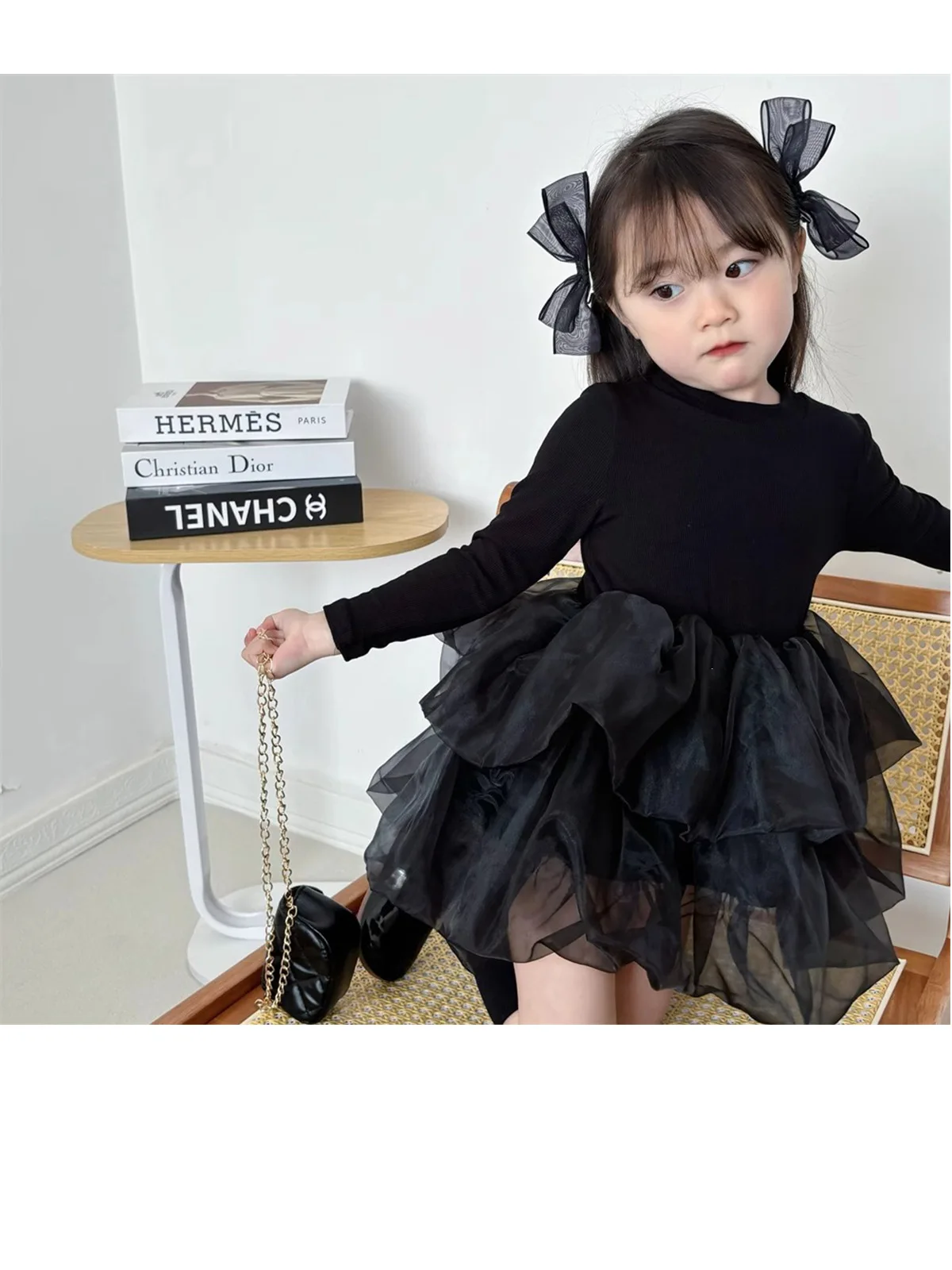 Frühling Herbst Langarm Prinzessinnenkleid für Mädchen, Schülerinnen-Tüllkleid, Leichtes, Bequemes Kinder-Freizeitkleid – Detail 2