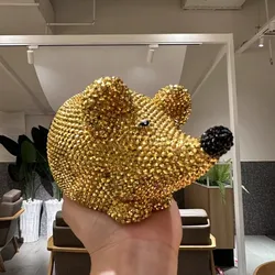 Ricchezza condivisa oro giallo Bling strass fai da te Mouse fatto a mano casa soggiorno decorare salvadanaio salvadanaio